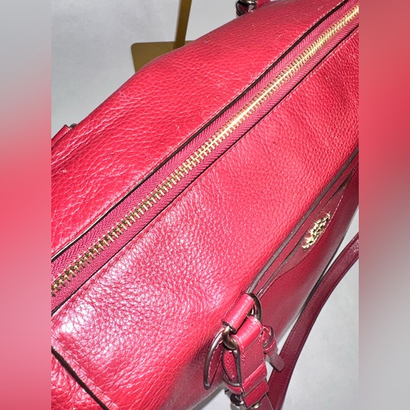 Coach Kleo Carryall Tote Bag - Cherry Red Pebble Leather - Picture 10 of 12